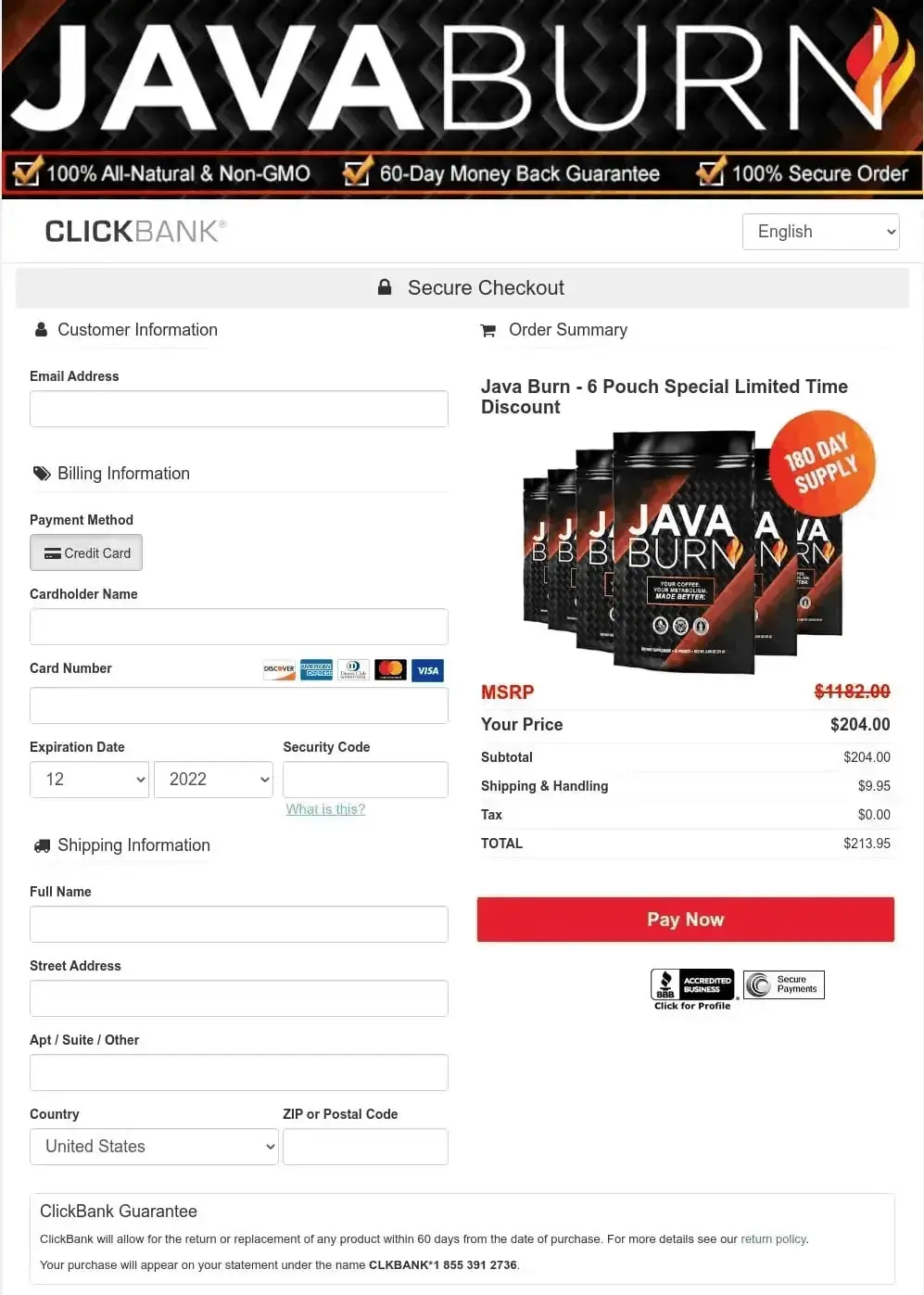 java burn order